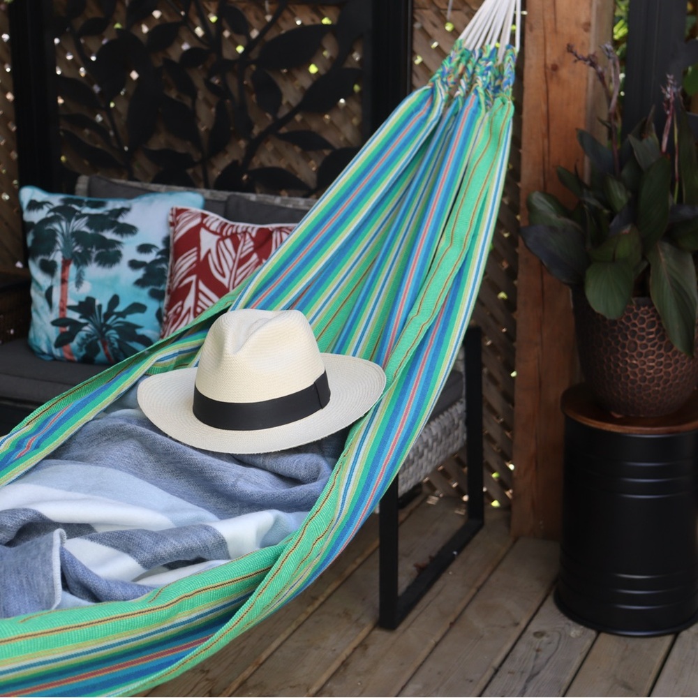 Cotton Striped Hammock, Handcrafted by local artisans in Ecuador